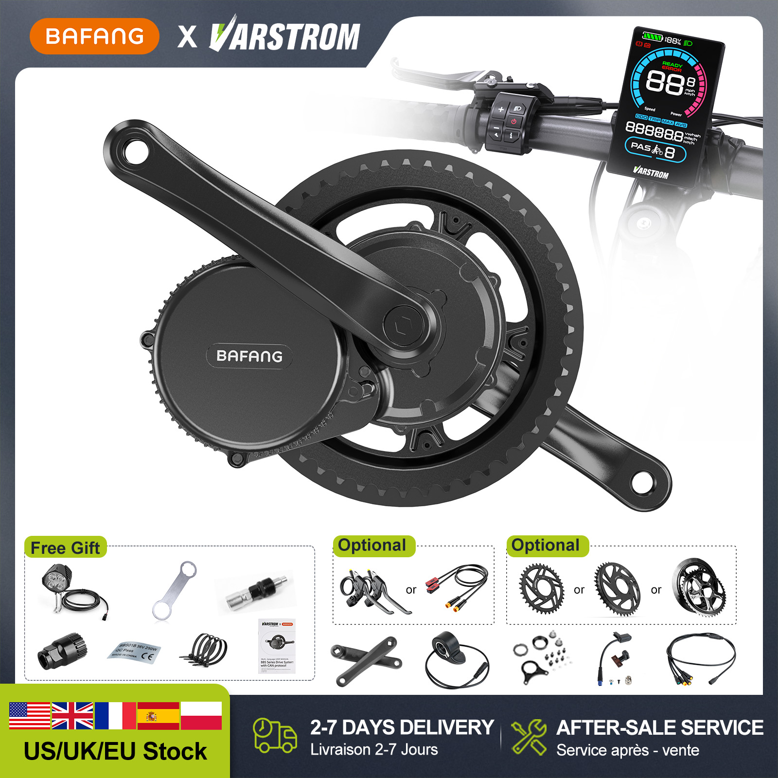 Mid Drive Conversion Kit 1000W - [Склад США] Электродвигатель BAFANG 48В 500Вт